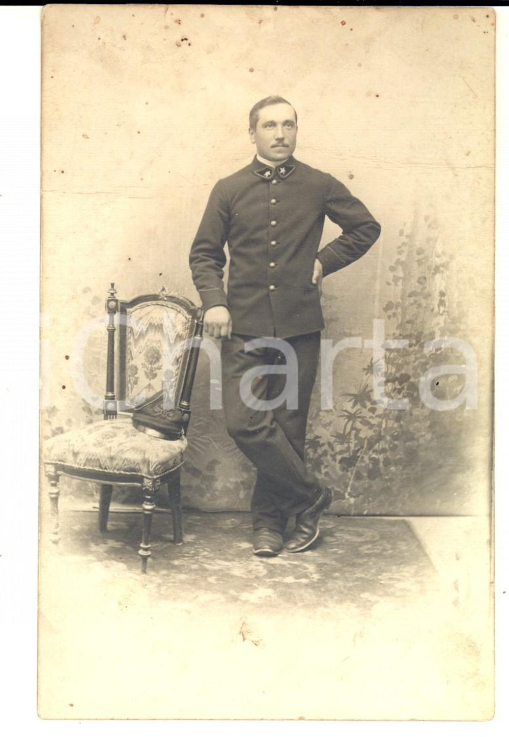 1910 ca Area BRESCIA Ritratto ufficiale 1° Reggimento Artiglieria FOTO CARTOLINA