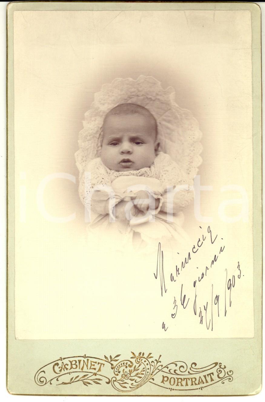 1903 BRESCIA Ritratto Mariuccia CATTURICH a 36 giorni *Foto VINTAGE 11x16 cm