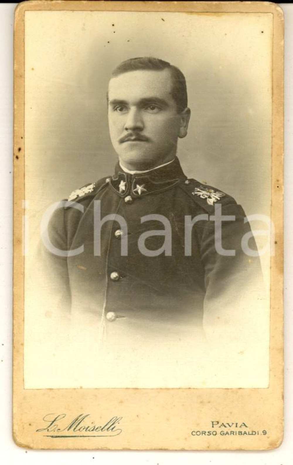 1880 ca PAVIA REGIO ESERCITO Ritratto di ufficiale del GENIO *Foto MOISELLI CDV