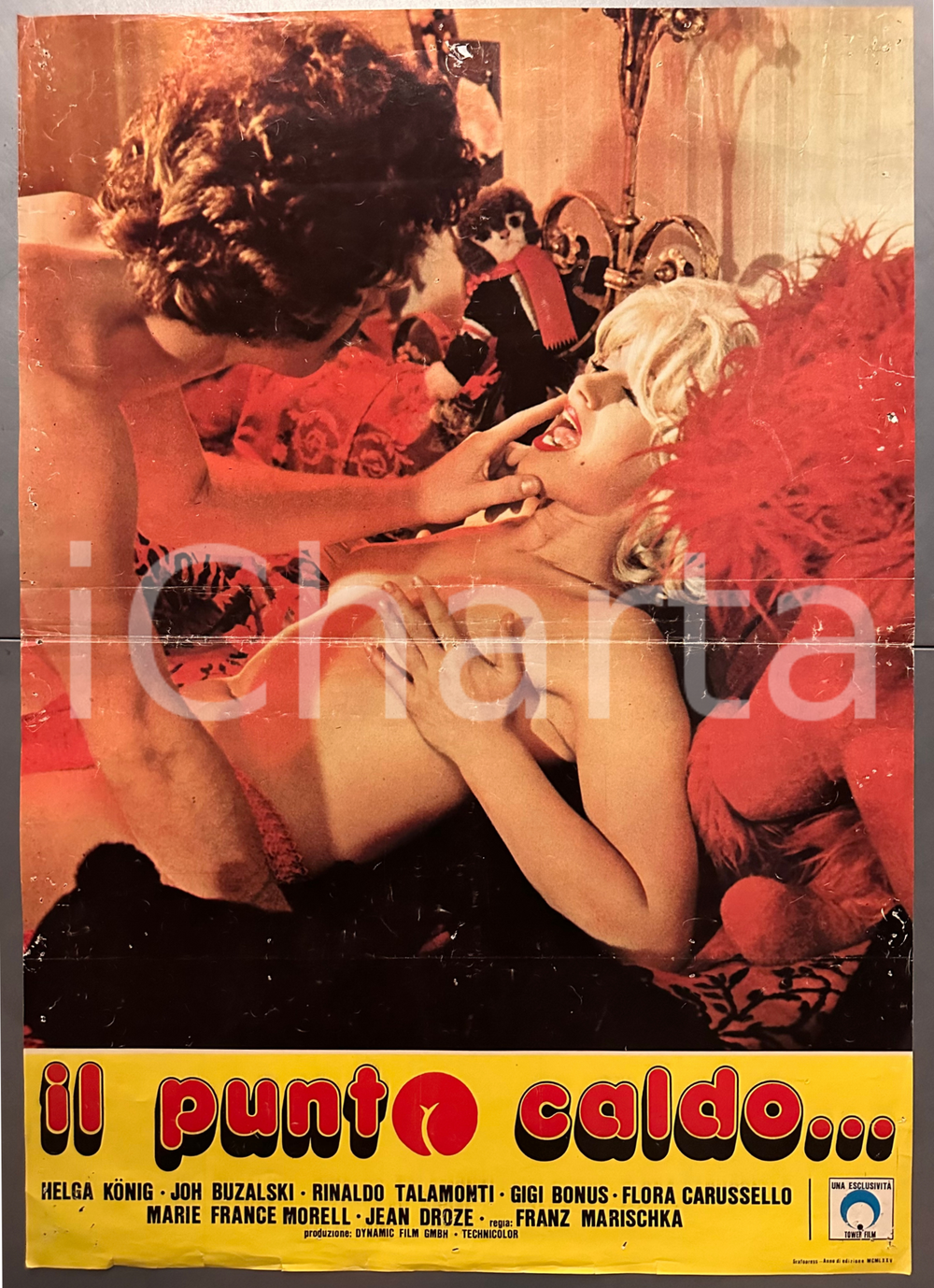 Materiale cinematografico d’epoca 1975 Il punto caldo Helga KONIG Jon BUZALSKI Fotobusta poster EROTICO 1