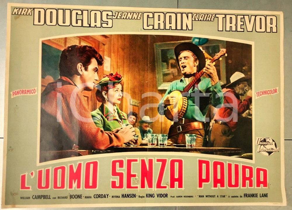 Materiale cinematografico d’epoca 1955 King VIDOR L uomo senza paura  Kirk DOUGLAS Jeanne CRAIN Fotobusta 1