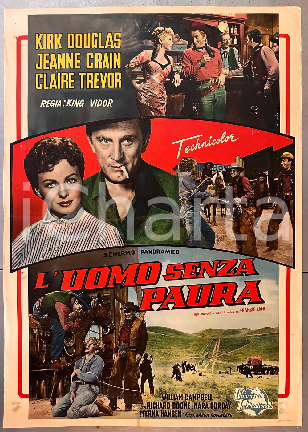 Materiale cinematografico d’epoca 1955 King VIDOR L uomo senza paura  Kirk DOUGLAS Jeanne CRAIN 2 Fotobusta 1