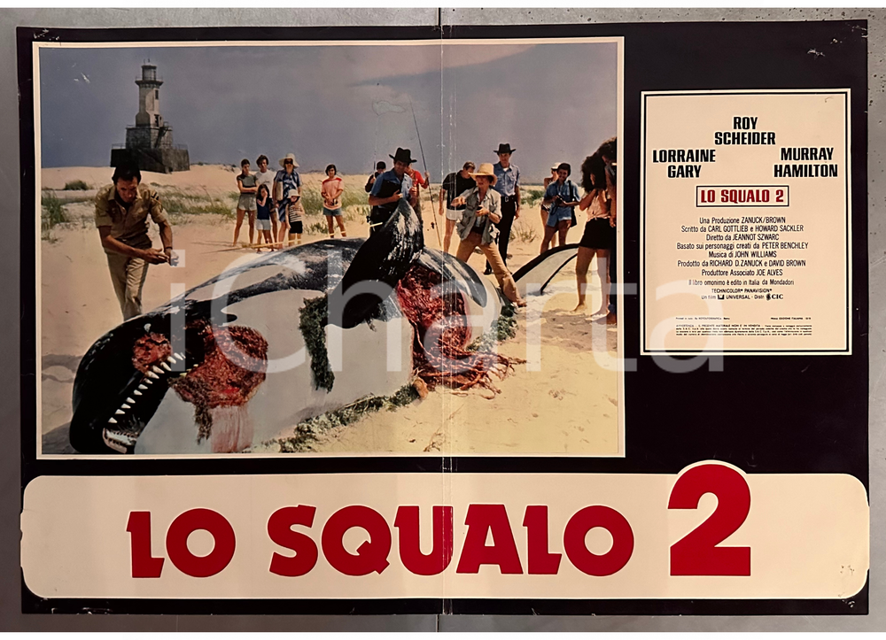 Materiale cinematografico d’epoca 1978 Roy SCHEIDER Murray HAMILTON Lorraine GARY Lo squalo 2  Fotobusta 1