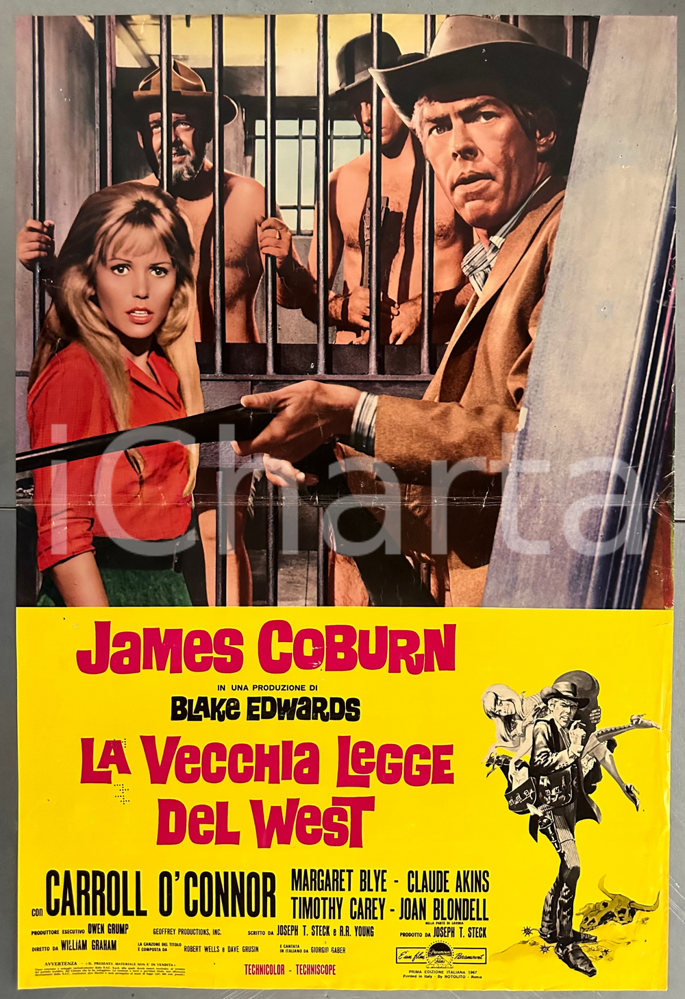 Materiale cinematografico d’epoca 1967 James COBURN Carroll O  CONNOR La vecchia legge del West  Fotobusta 1