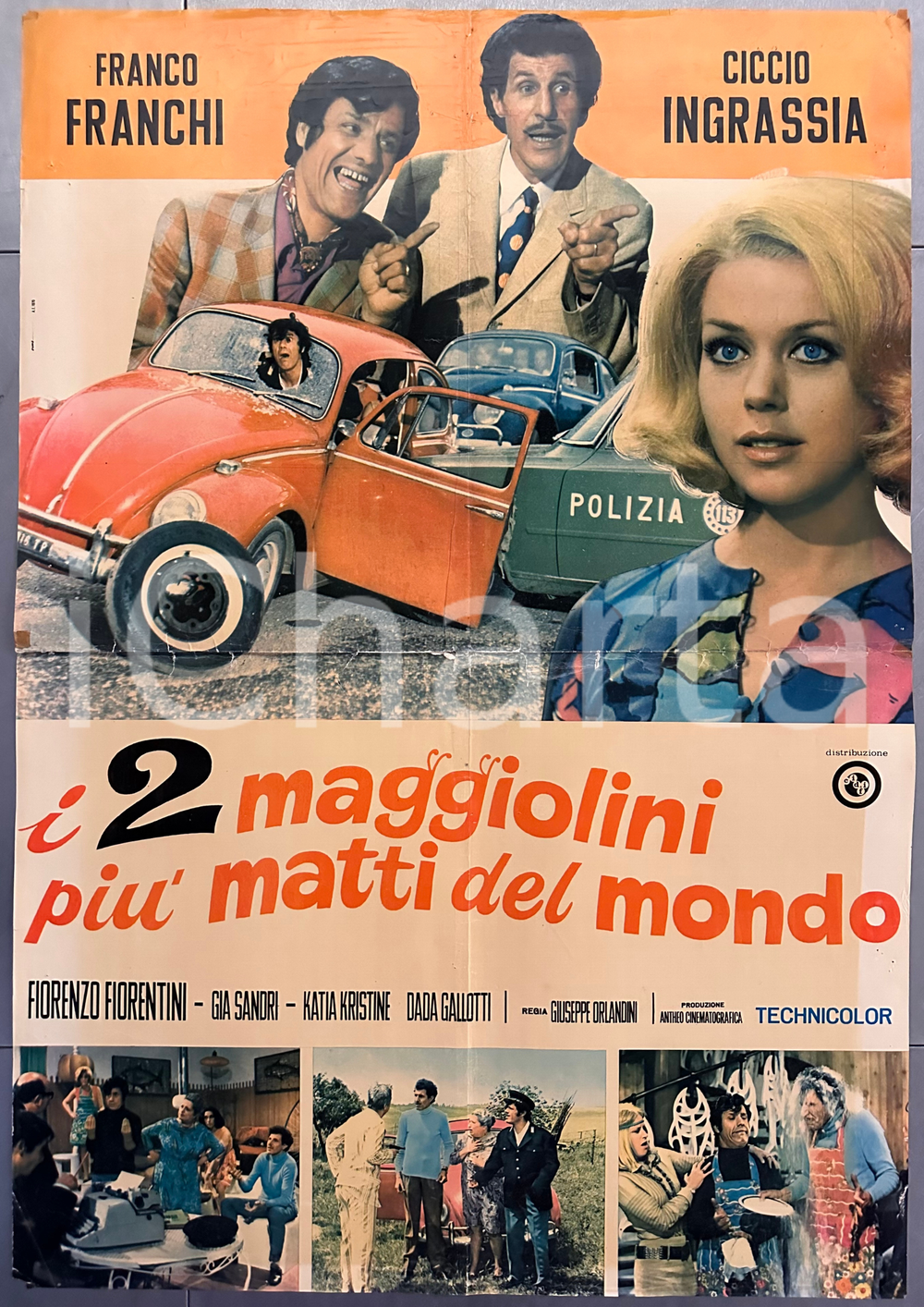 1970 Franco FRANCHI Ciccio INGRASSIA "I 2 maggiolini più matti del mondo" Poster