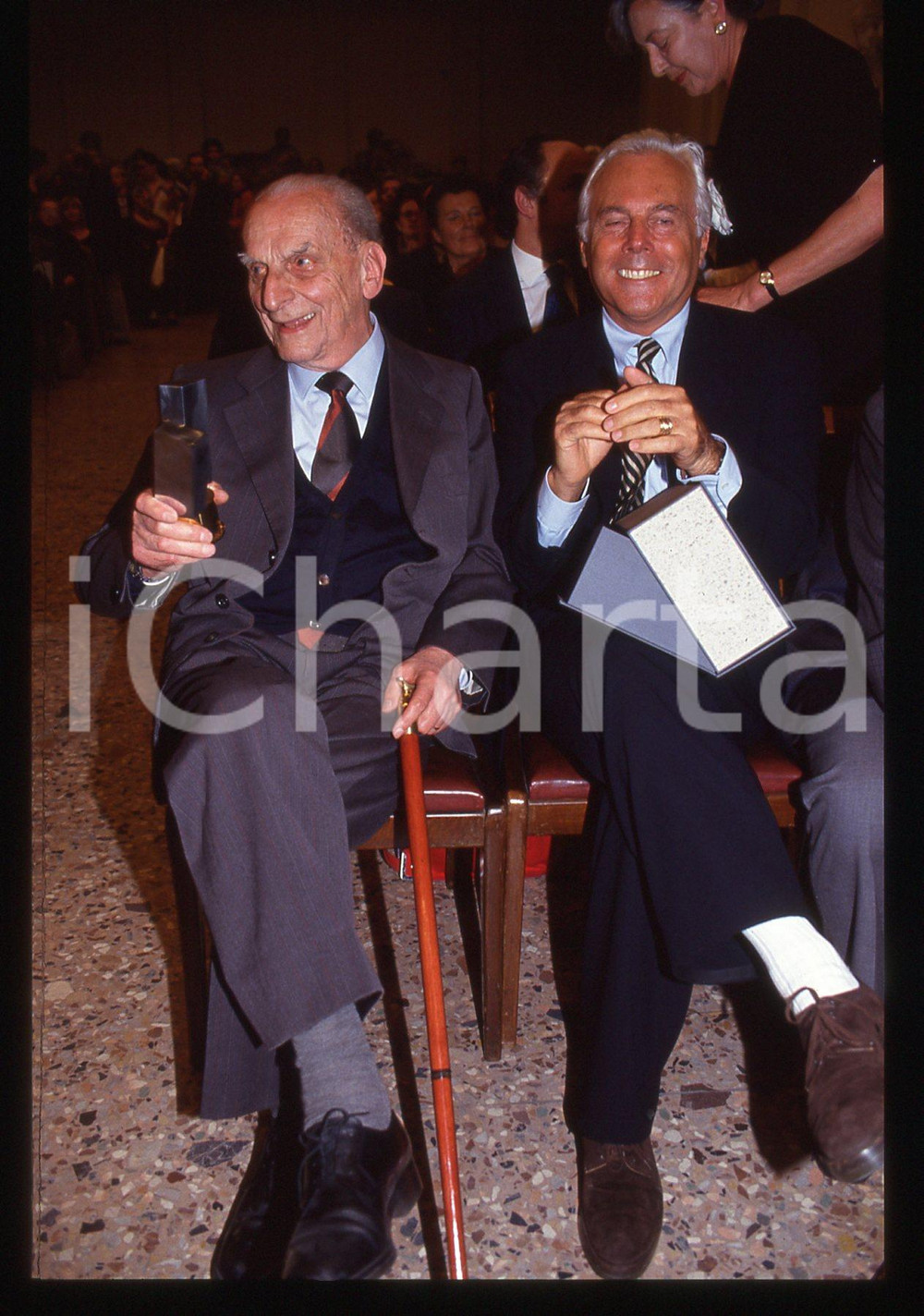 Fotografia d epoca originale Giorgio ARMANI Norberto BOBBIO ACCADEMIA BRERA MILANO 199335mm vintage slide 10 1