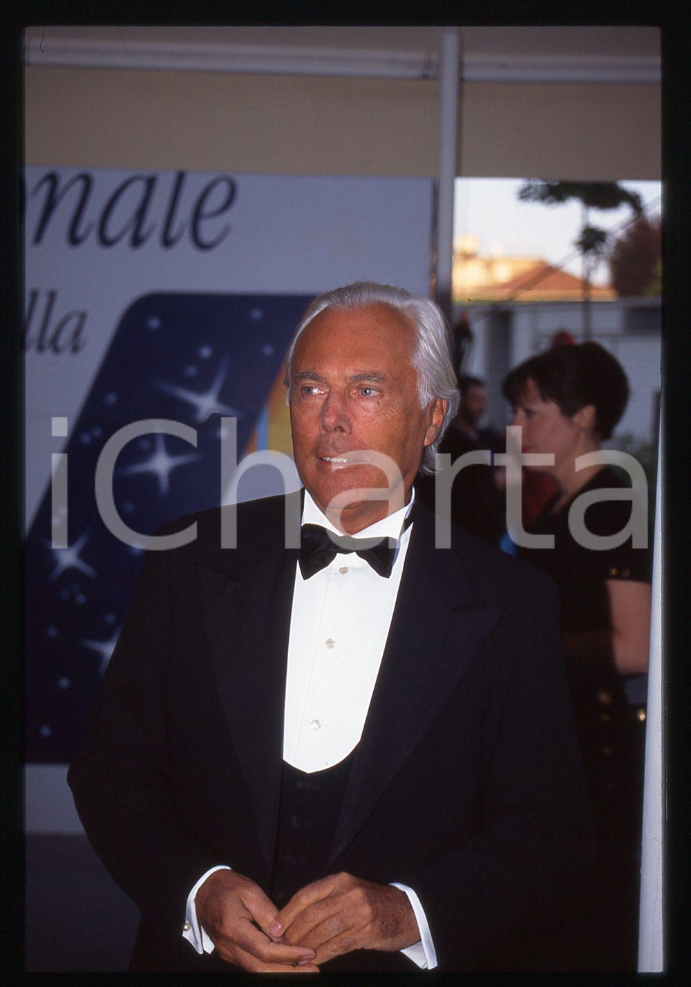 Fotografia d epoca originale Giorgio ARMANI alla Notte dei TELEGATTI MILANO 1995 ca  35 mm vintage slide 4 1