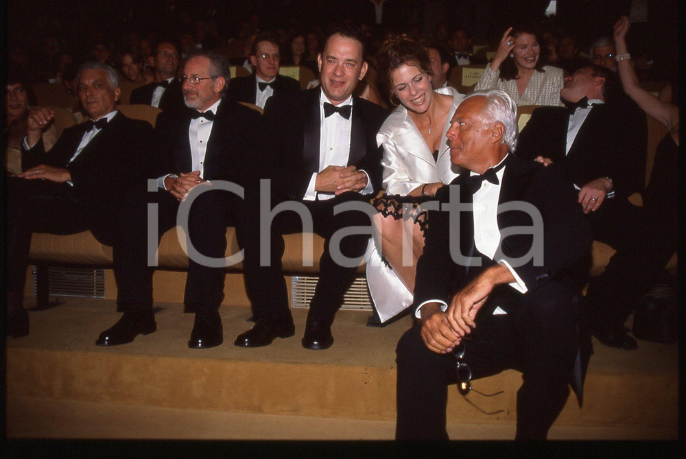 Fotografia d epoca originale Giorgio ARMANI Tom HANKS Steven SPIELBERG VENEZIA 1998  35 mm vintage slide 4 1