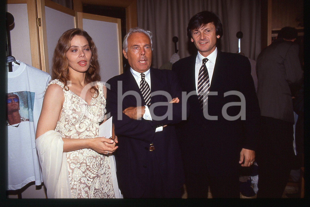 Giorgio ARMANI Ornella MUTI Federico FACCHINETTI - 1992  *35 mm vintage slide 1