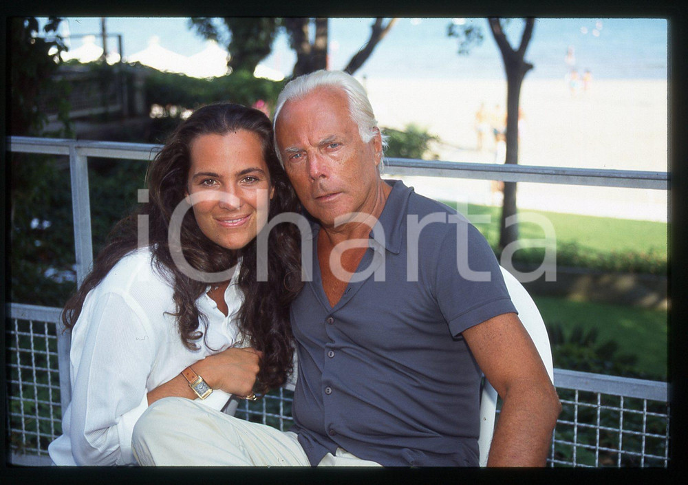 Fotografia d epoca originale Giorgio e Roberta ARMANI  FESTIVAL CINEMA VENEZIA 1999  35 mm vintage slide 20 1