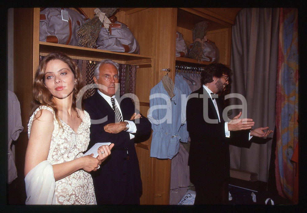 Fotografia d epoca originale Giorgio ARMANI Ornella MUTI Eric CLAPTON  MILANO 1992  35 mm vintage slide 3 1
