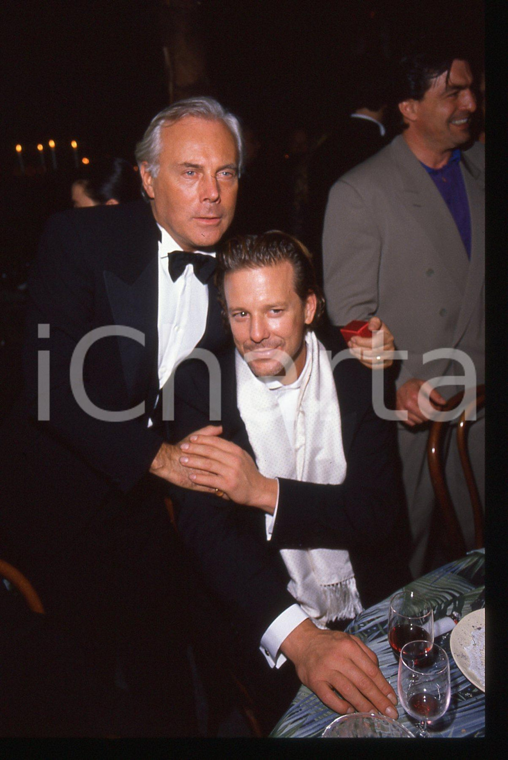 Fotografia d epoca originale Giorgio ARMANI e Mickey ROURKE  CINEMA 1990 ca  35 mm vintage slide 4 1