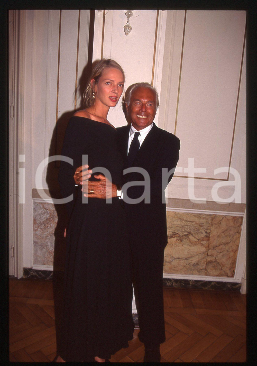Giorgio ARMANI e Uma THURMAN FESTIVAL CINEMA VENEZIA 1990 *35 mm vintage slide 2