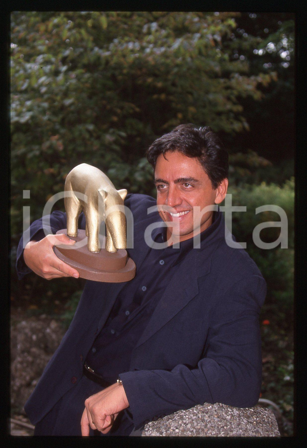 Fotografia d epoca originale Valerio STAFFELLI  STRISCIA LA NOTIZIA MILANO 1996 35 mm vintage slide 9 1