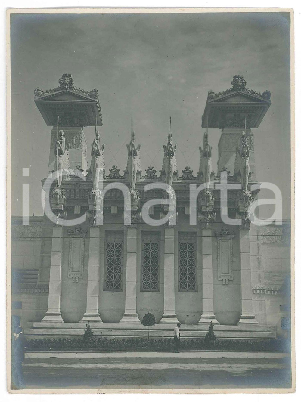 Fotografia d epoca originale 1914 GENOVA Esposizione Internazionale  Facciata Stadium Foto RARA 13x18 1