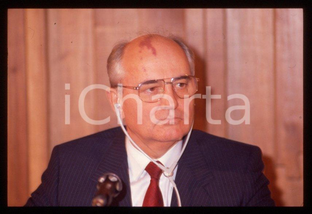 Fotografia d epoca originale 35mm vintage slide 1989 MILANO Michail GORBACHEV President USSR Portrait 17 1