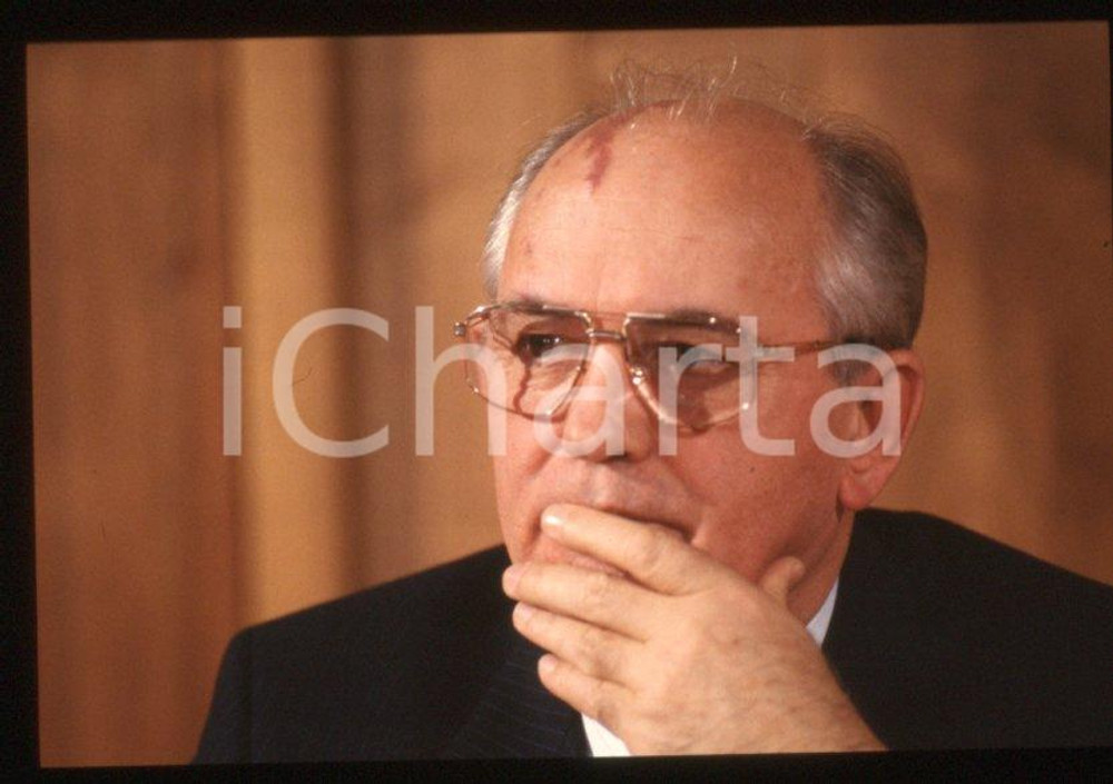 Fotografia d epoca originale 35mm vintage slide 1989 MILANO Michail GORBACHEV President USSR Portrait 20 1