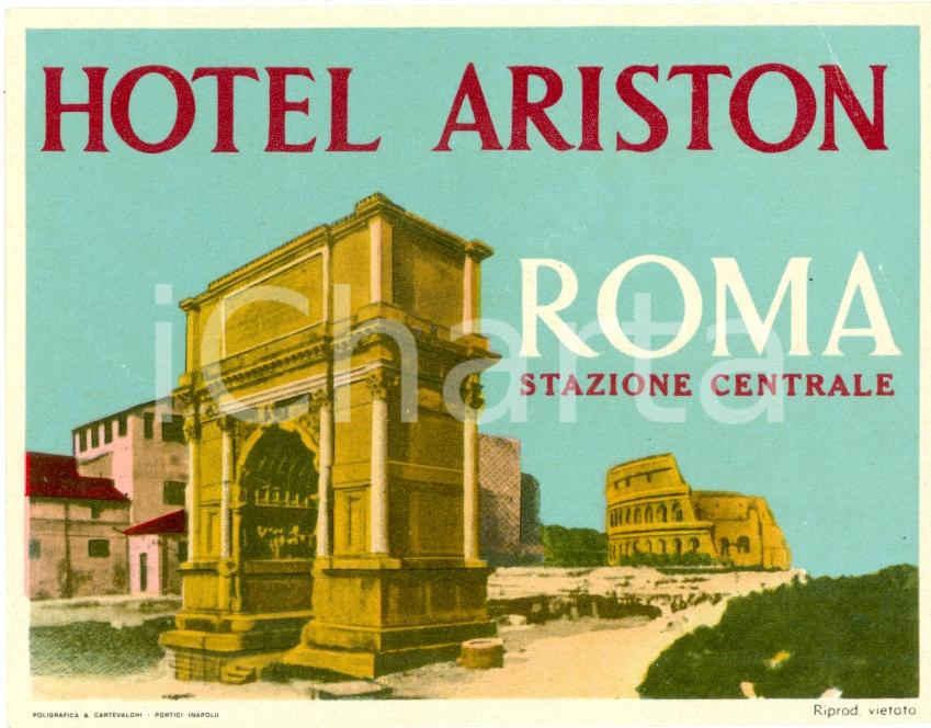 Materiale pubblicitario d’epoca 1940 ca ROMA Biglietto pubblicitario HOTEL ARISTON Illustrato 1