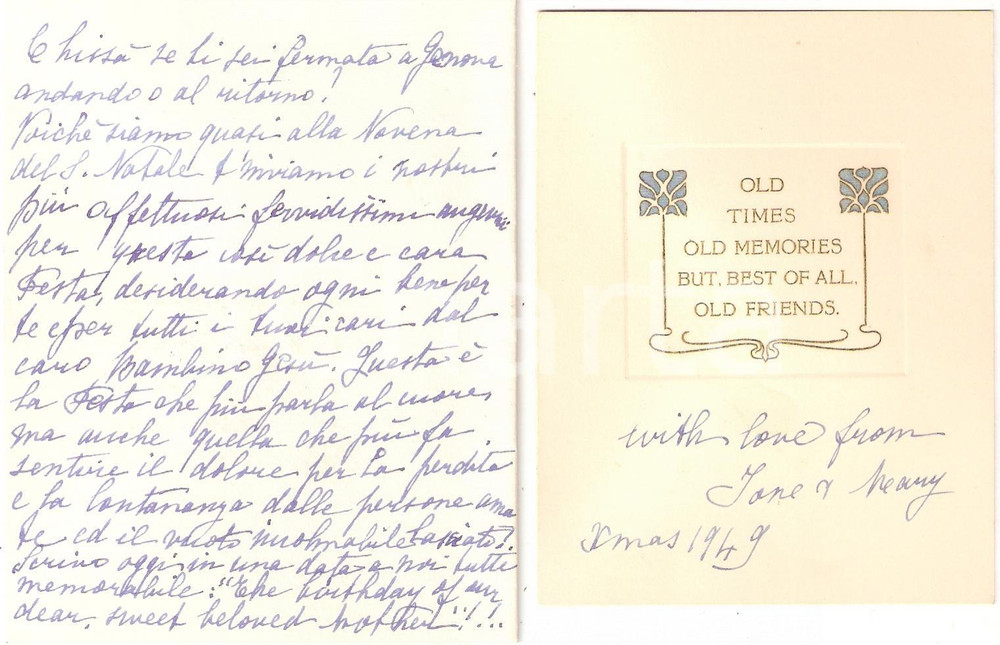 Autografo originale 1949 NAPOLI Ione DE LIGUORO su papa PIO XII Anno Santo *Autografo 1