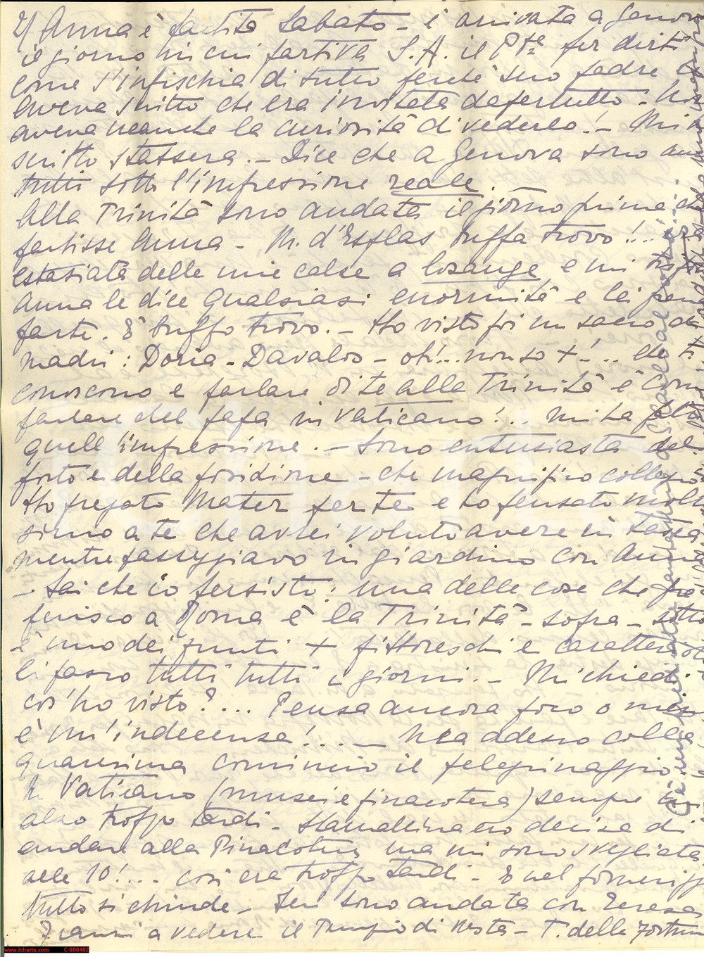 Manoscritto, lettera originale 1928 ROMA Marta PATRIZI va a ballare fino a mattina *Maria CANTONO DI CEVA 1