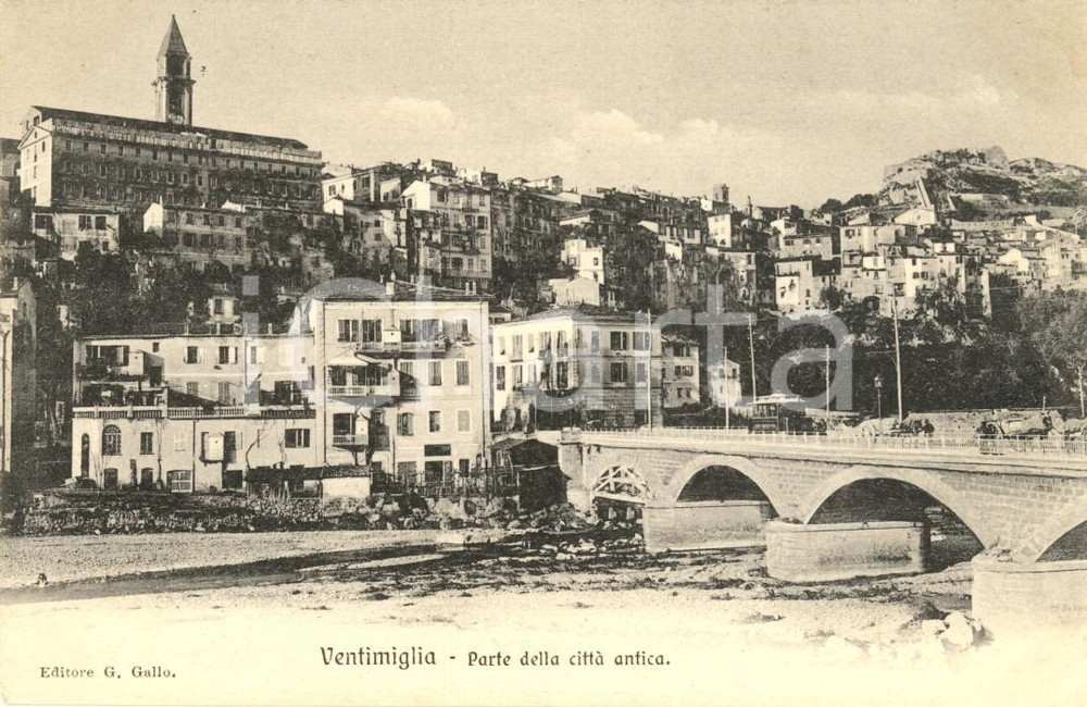 Cartolina originale da collezione 1915 ca VENTIMIGLIA IM Parte della cittÃ  antica con ponte Cartolina FP NV 1