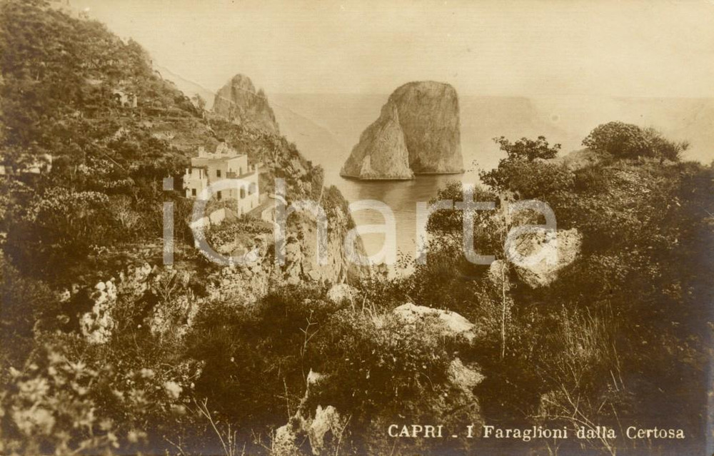 Cartolina originale da collezione 1940 ca CAPRI (NA) Veduta dei Faraglioni della CERTOSA *Cartolina postale FP NV 1