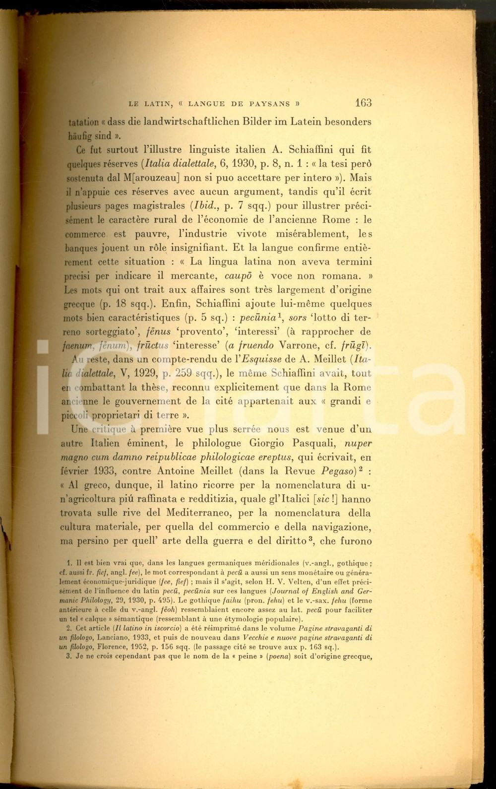 Libro, pubblicazione d epoca 1954 Giuliano BONFANTE Le latin, langue de paysans AUTOGRAFO 10 pp DANNEGGIATO 1