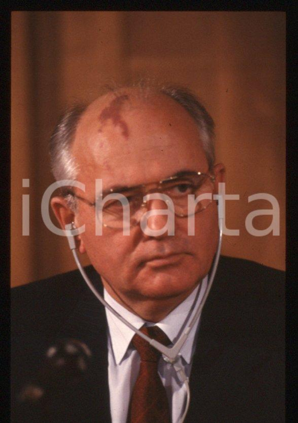 Fotografia d epoca originale 35mm vintage slide 1989 MILANO Michail GORBACHEV President USSR Portrait 30 1