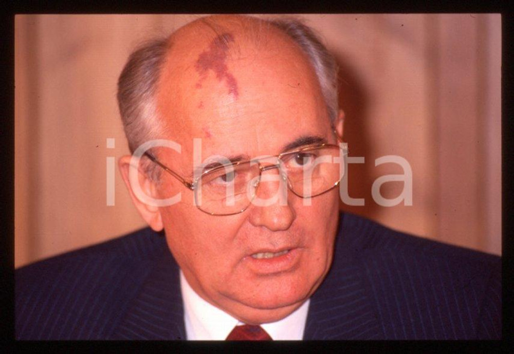 Fotografia d epoca originale 35mm vintage slide 1989 MILANO Michail GORBACHEV President USSR Portrait 32 1