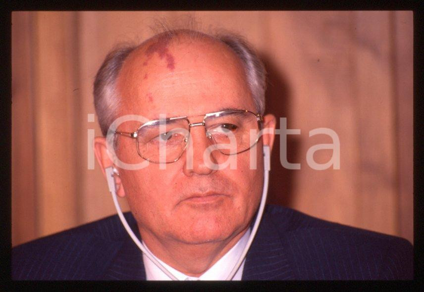 Fotografia d epoca originale 35mm vintage slide 1989 MILANO Michail GORBACHEV President USSR Portrait 39 1