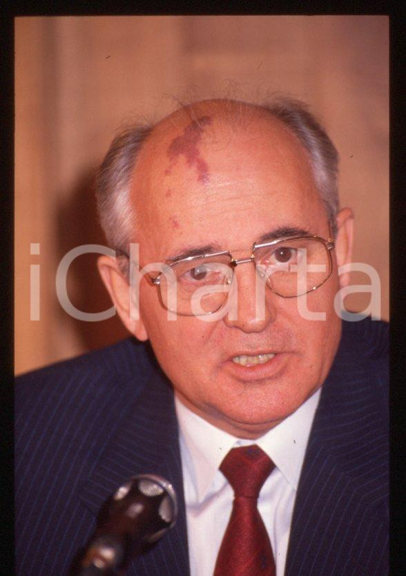 Fotografia d epoca originale 35mm vintage slide 1989 MILANO Michail GORBACHEV President USSR Portrait 40 1