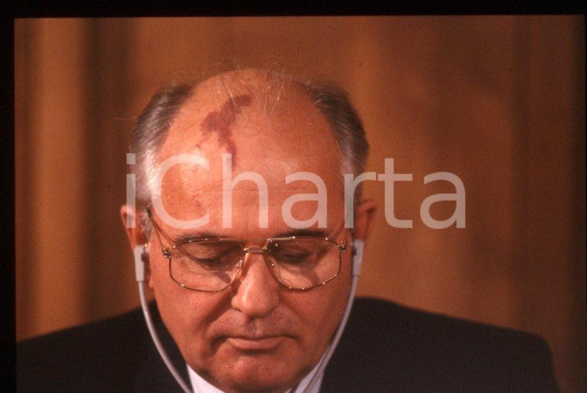 Fotografia d epoca originale 35mm vintage slide 1989 MILANO Michail GORBACHEV President USSR Portrait 41 1