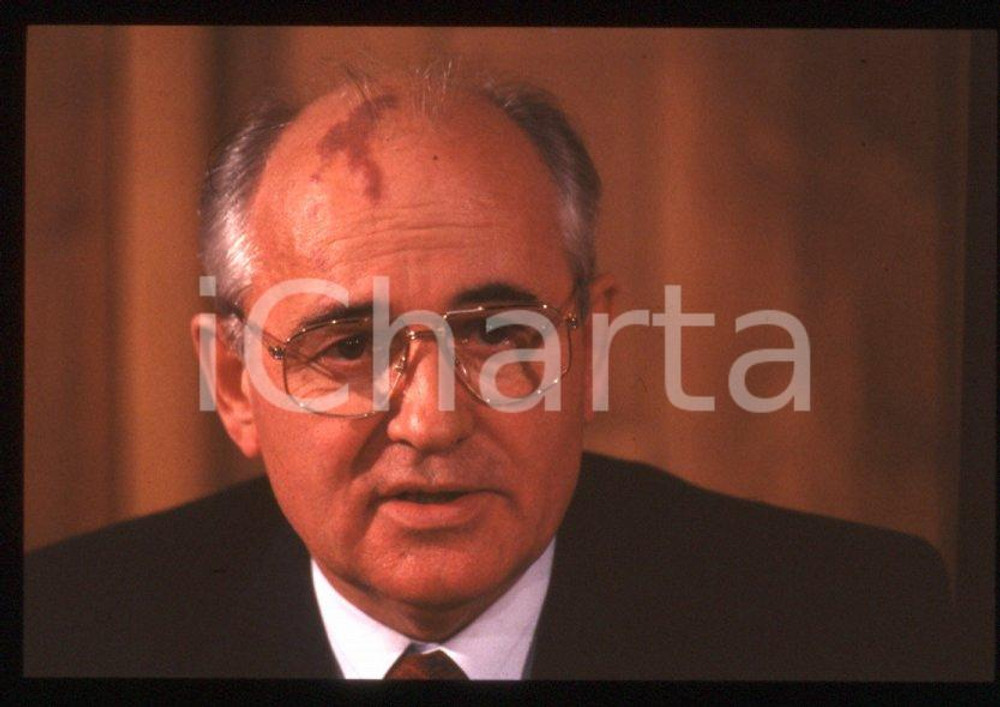 Fotografia d epoca originale 35mm vintage slide 1989 MILANO Michail GORBACHEV President USSR Portrait 42 1