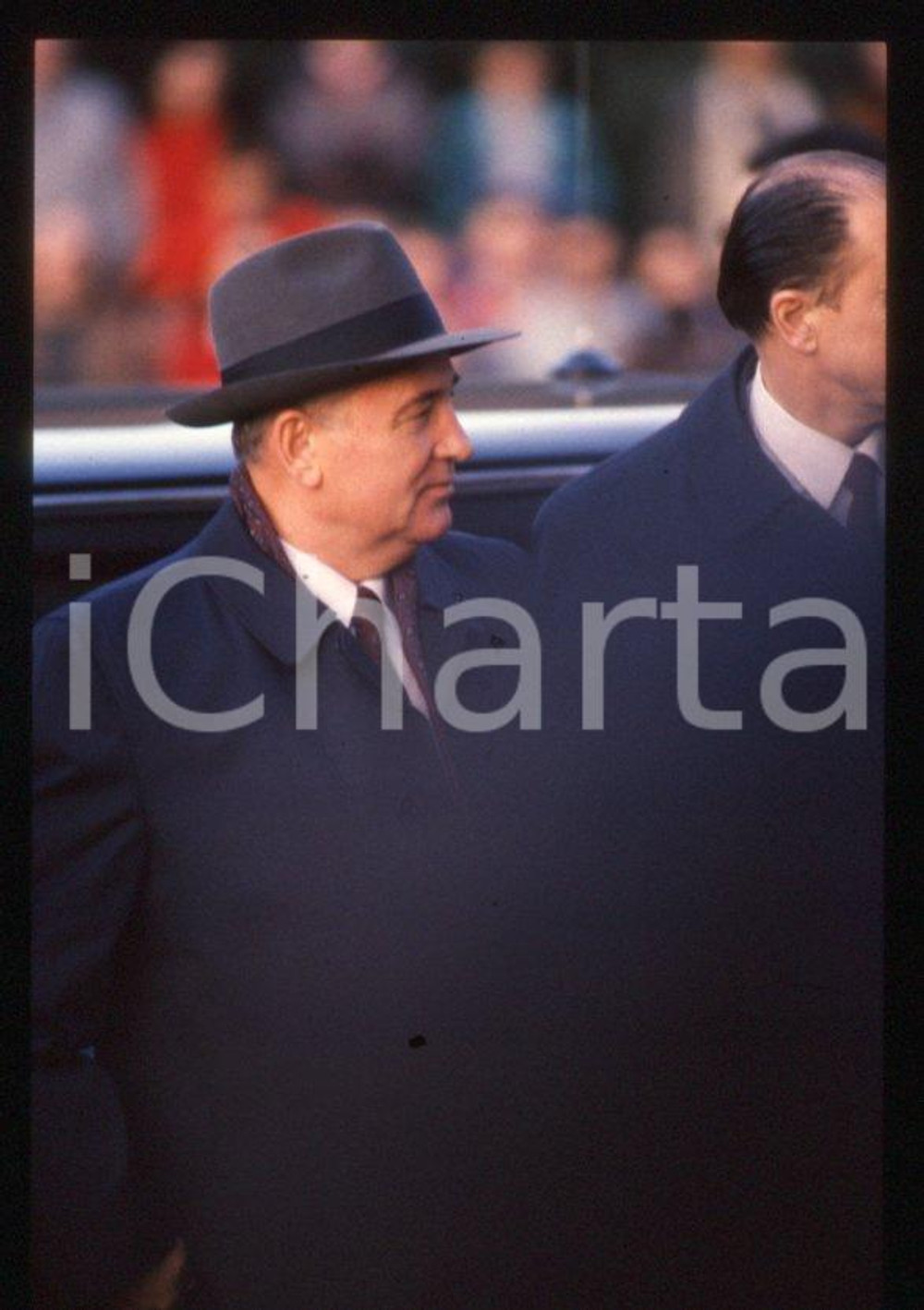 Fotografia d epoca originale 35mm vintage slide 1989 MILANO Michail GORBACHEV  Arrivo in auto 8 1