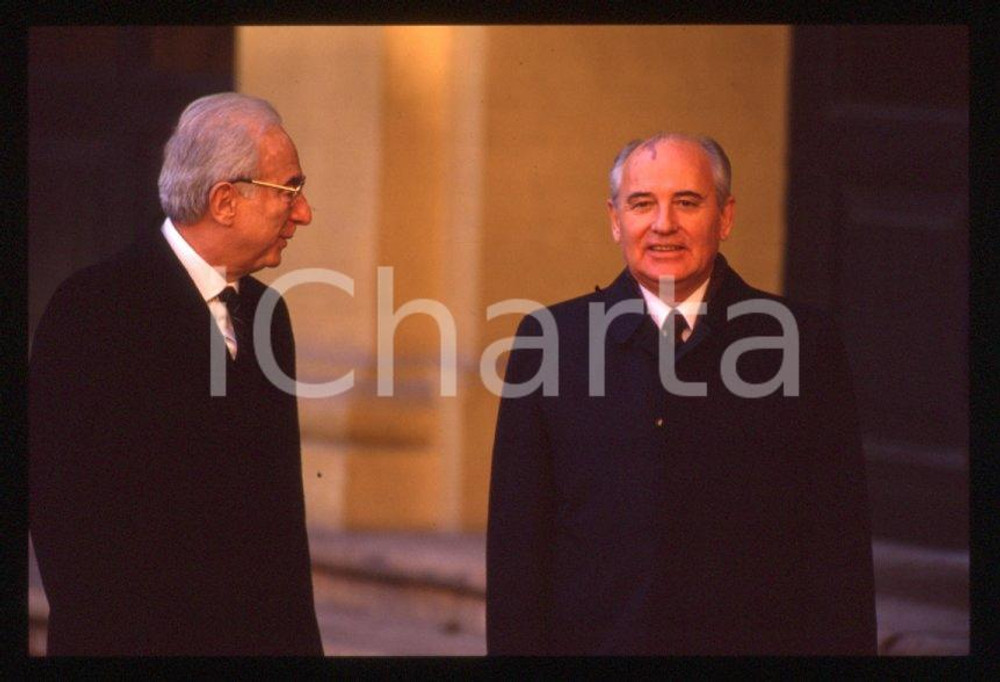 Fotografia d epoca originale 35mm vintage slide 1989 ROMA QUIRINALE Francesco COSSIGA Michail GORBACHEV 18 1