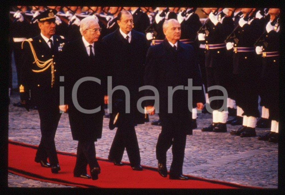 Fotografia d epoca originale 35mm vintage slide 1989 ROMA QUIRINALE Francesco COSSIGA Michail GORBACHEV 4 1