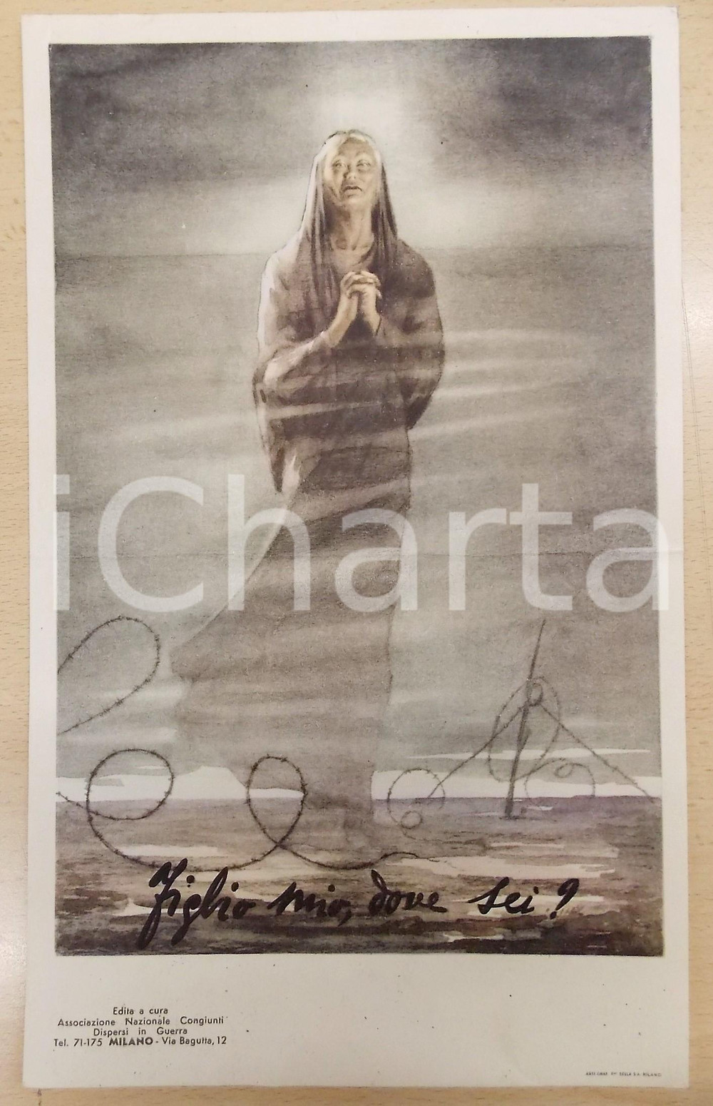 Stampa, bozzetto originale 1920 ca Associazione Congiunti Dispersi in Guerra  Figlio mio dove sei? Stampa 1