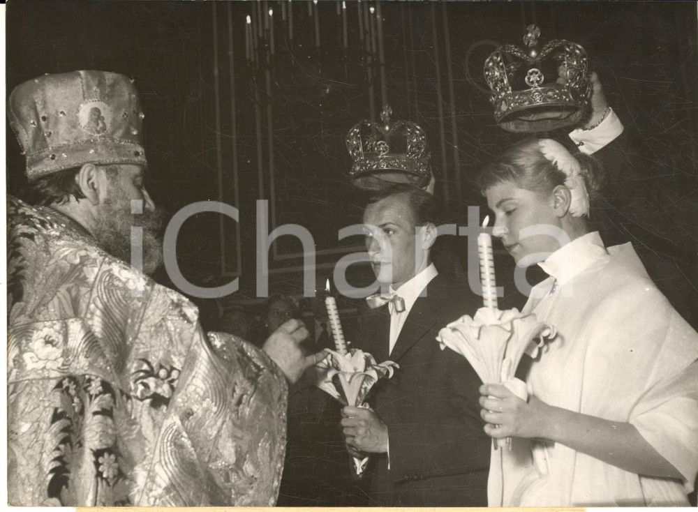 1955 ca PARIS Chiesa ortodossa rue Daru - Nozze DADZU-Nadine BASILE *Foto 18x13