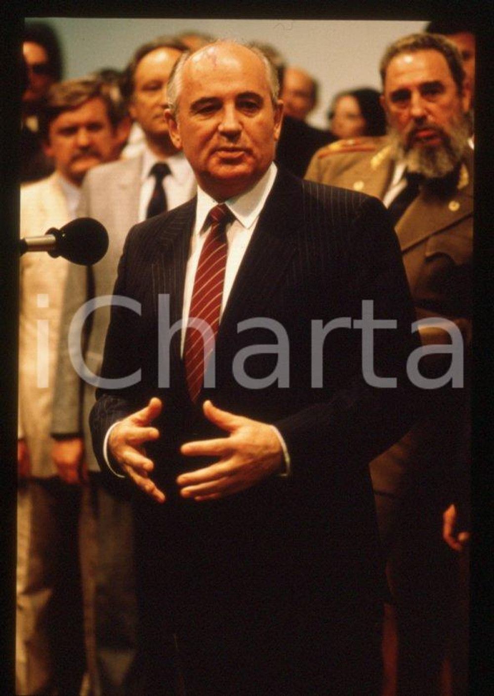 Fotografia d epoca originale 35mm vintage slide 1989 CUBA L AVANA Michail GORBACHEV Fidel CASTRO 1 1