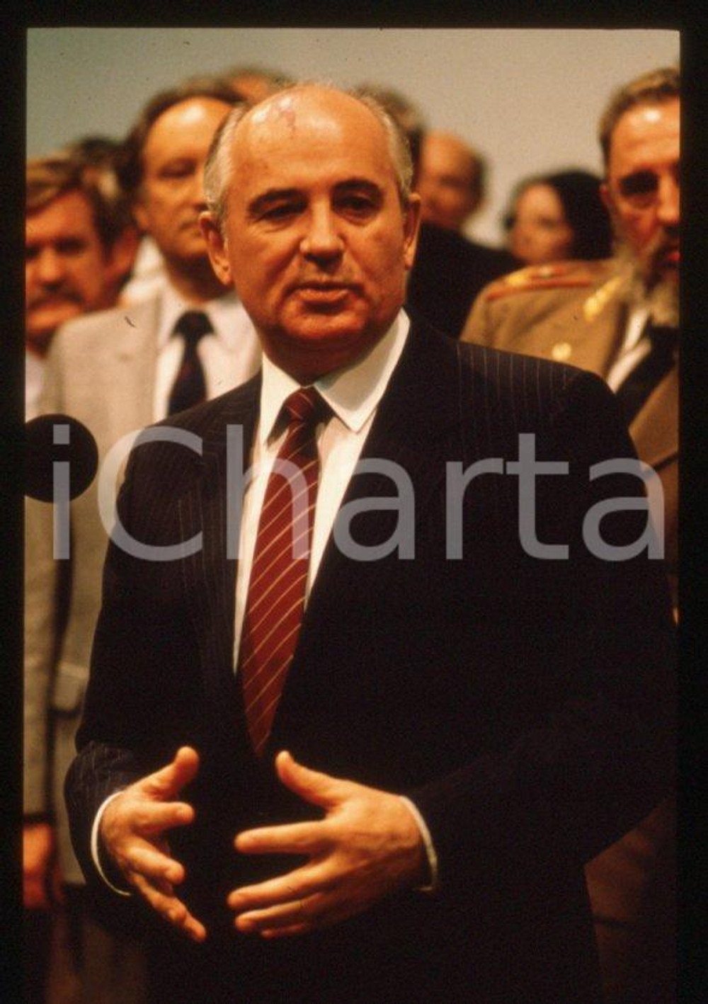 Fotografia d epoca originale 35mm vintage slide 1989 CUBA L AVANA Michail GORBACHEV Fidel CASTRO 2 1