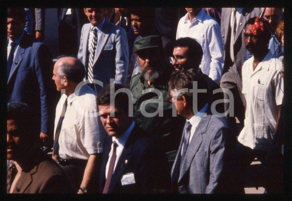 Fotografia d epoca originale 35mm vintage slide 1989 CUBA L AVANA Michail GORBACHEV Fidel CASTRO 4 1