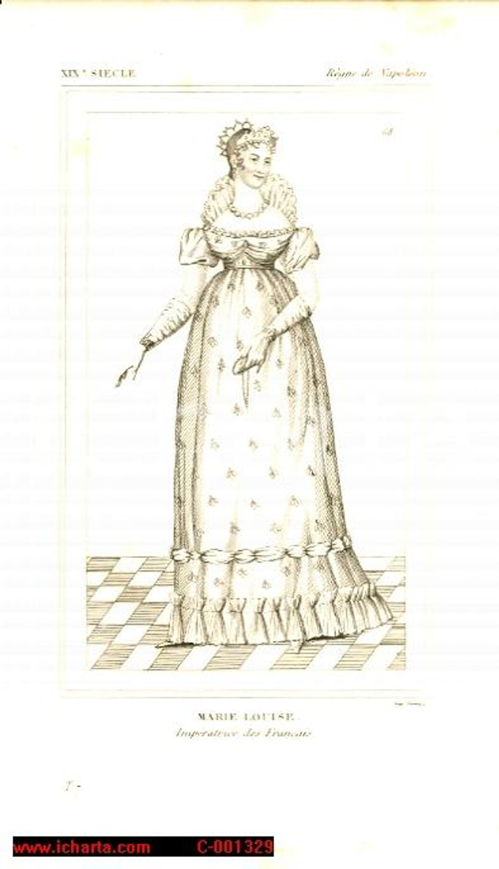 Stampa, bozzetto originale 1852 Marie Louise ImpÃ©ratrice des FranÃ§ais Gravure 1