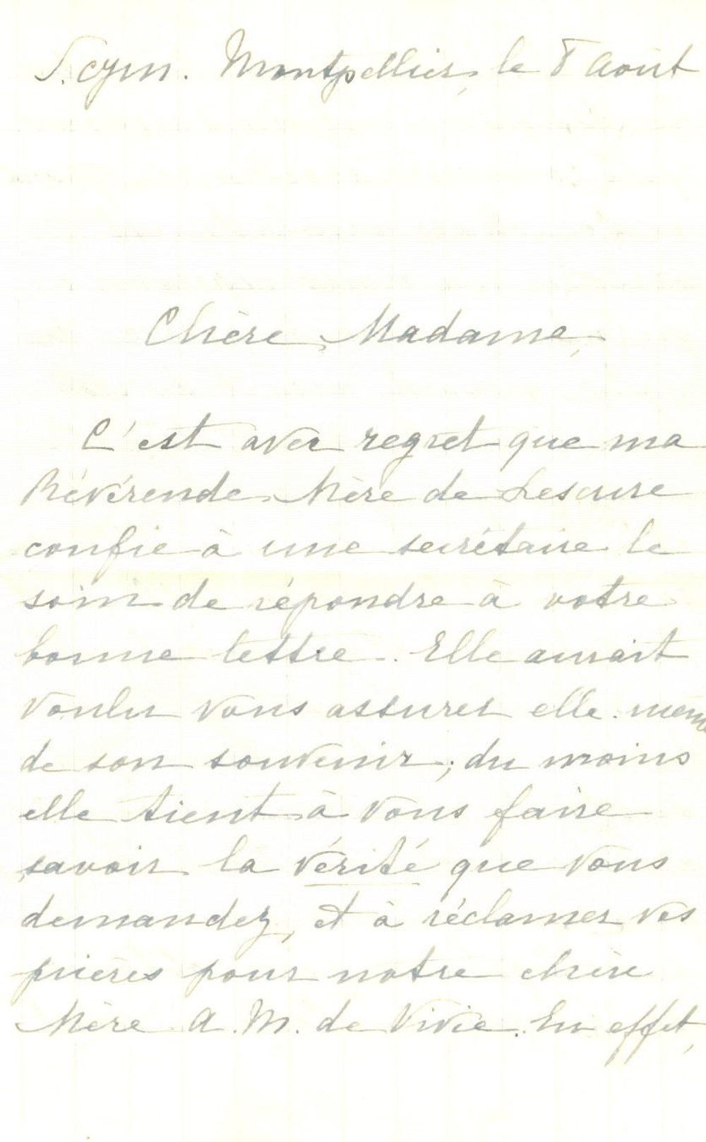 Manoscritto, lettera originale 1936 MONTPELLIER (F) Jeanne de CARAYON su malattia terminale di Anne DE VIVIE 1