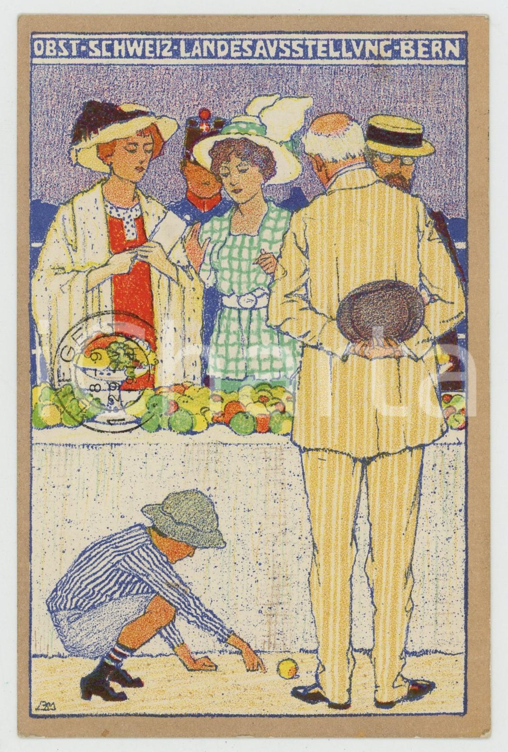 1914 BERN Obst schweiz landesausstellung ILLUSTRATED Postcard FP VG  Cartolina postale d'epoca, viaggiata. FAIR/discreto Lievi smussature agli angoli Formato: FP originale e autentica 1