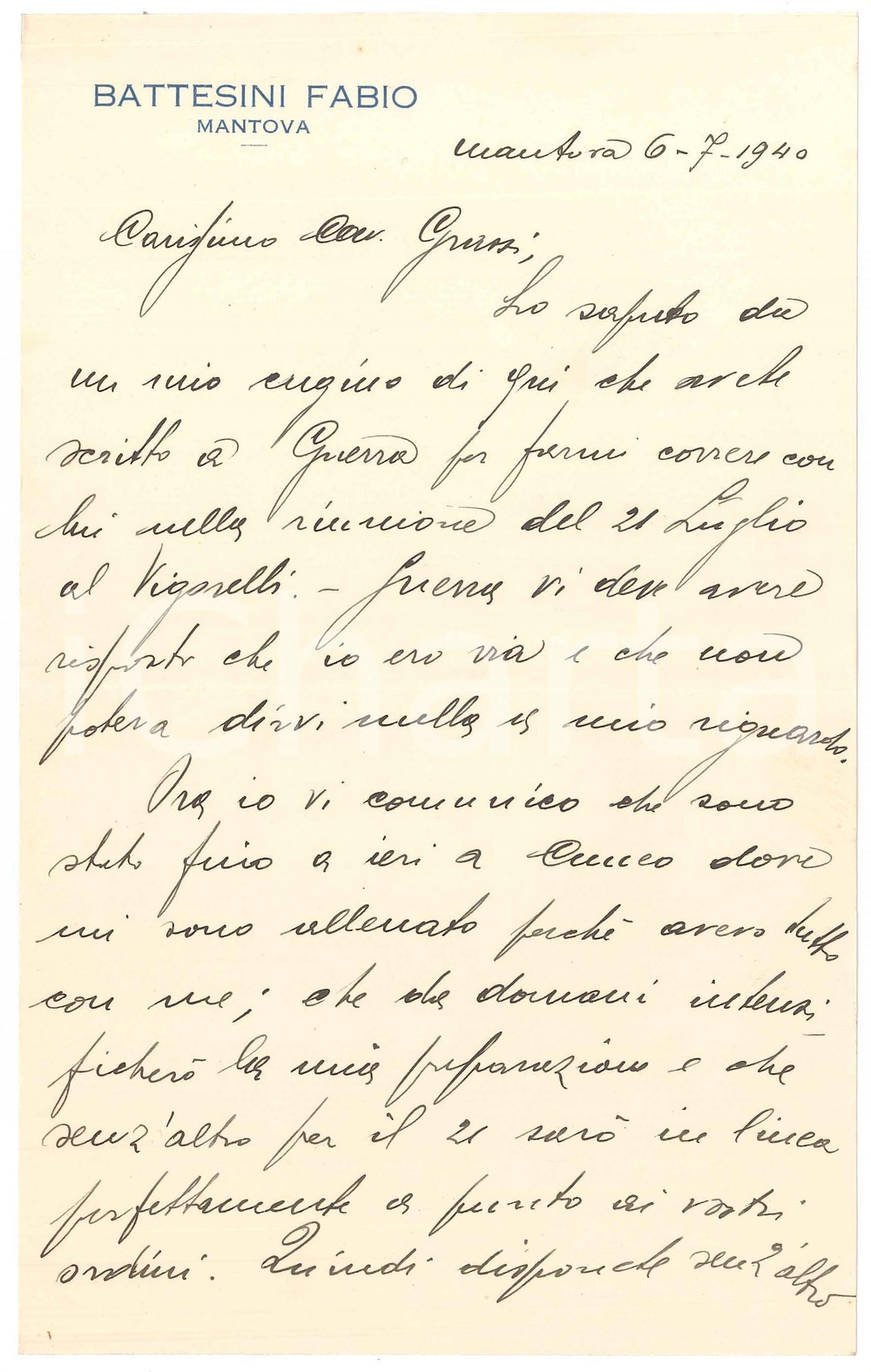 Autografo originale 1940 CICLISMO MANTOVA Fabio BATTESINI pronto per una nuova gara AUTOGRAFO 1