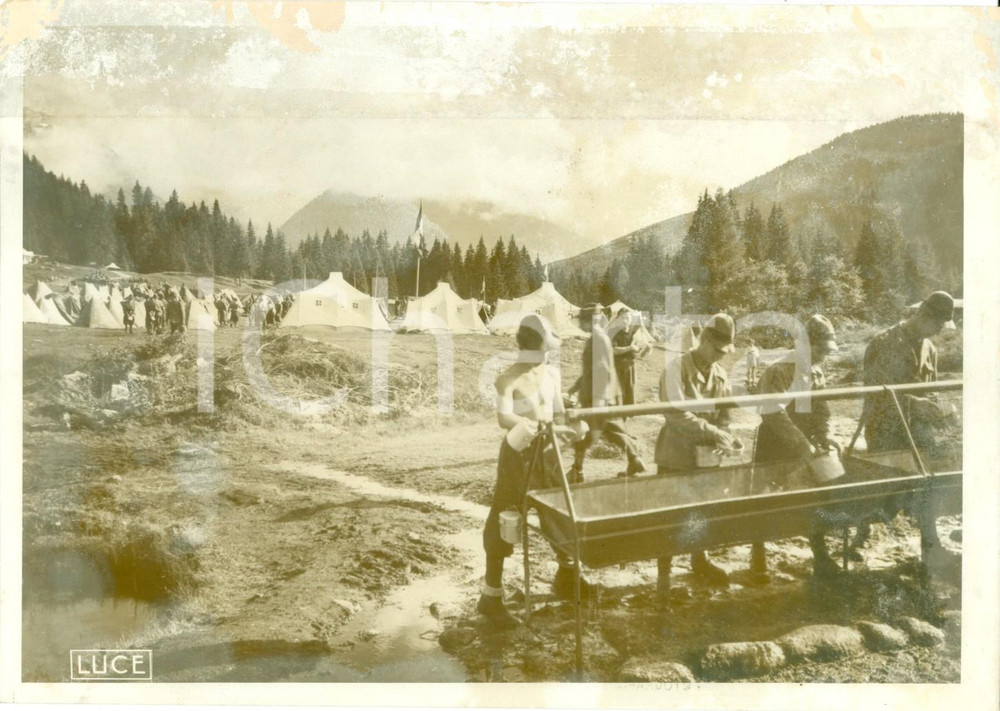 Fotografia d epoca originale 1941 MADONNA DI CAMPIGLIO Allievi rocciatori a campeggio alpino GIL DANNEGGIATA 1