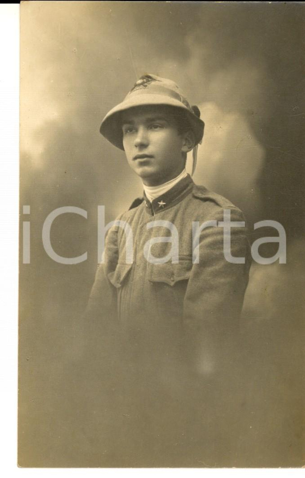 Fotografia d epoca originale 1915 ca NOVARA Ritratto di giovane del 4Â° Reggimento ALPINI Foto ZECCHINATO FP 1