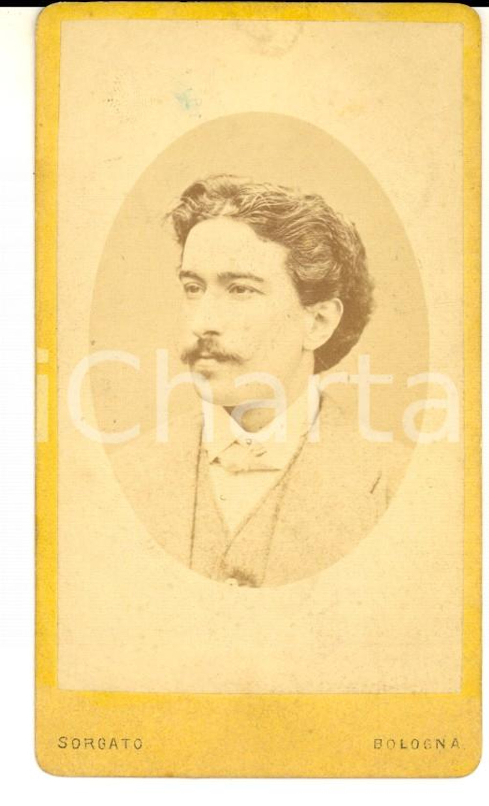 Fotografia d epoca originale 1870 ca BOLOGNA Ritratto di RICCIARDELLI all amico MACOPPI Foto SORGATO CDV 1