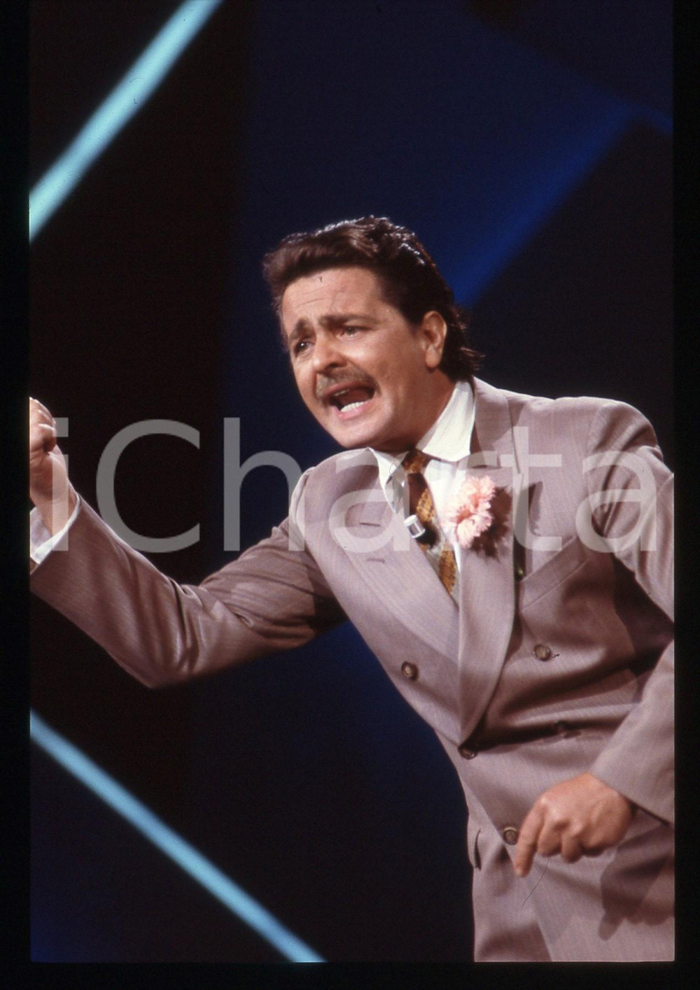 35mm vintage slide* 1988 FESTIVAL DI SANREMO Beppe GRILLO in scena RAI UNO (22)