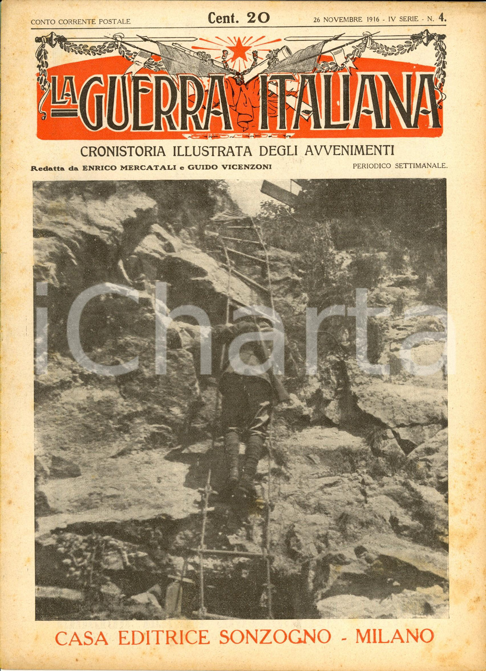Giornale, rivista storica 1916 WW1 LA GUERRA ITALIANA Incursione aerea austriaca su PADOVA *IV serie n. 4 1